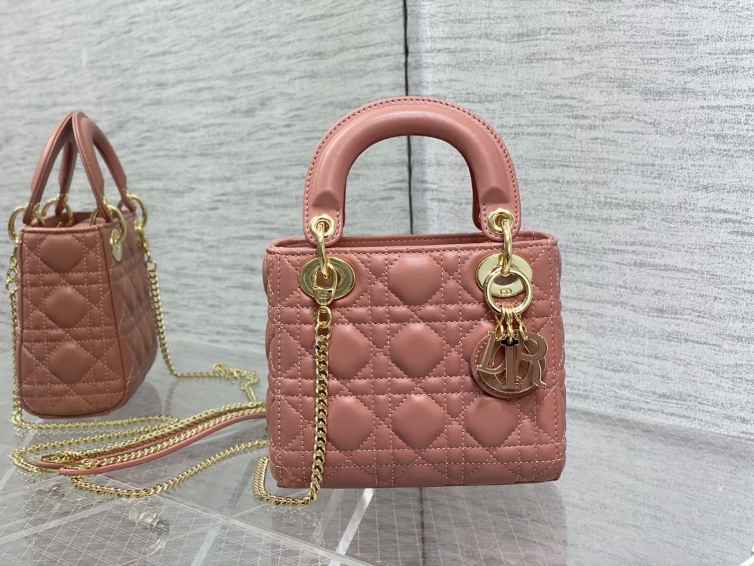 Mini Lady Dior Bag Coral Cannage Lambskin